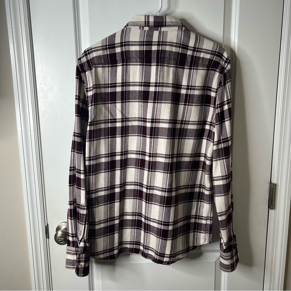 UNTUCKit Men’s Button Down Plaid Flannel Shirt- Burgundy and Cream size Large - Picture 2 of 6